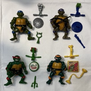 TEENAGE MUTANT NINJA TMNT Vintage 1990 Head Droppin’ Turtles lot Set Complete
