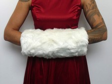 Manchon muff fausse fourrure blanche douce intérieur polaire chaud pin-up rétro