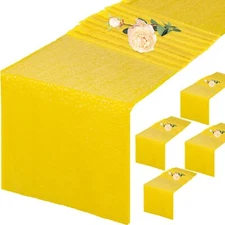 Table Runner Yellow Sequin-Table-Runner Pack of 5 12x120-Inch Event Table Run...