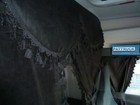 TRUCK CURTAINS  FULL SET - BLACK WITH BLACK TASSELS FIT SCANIA TOPLINE