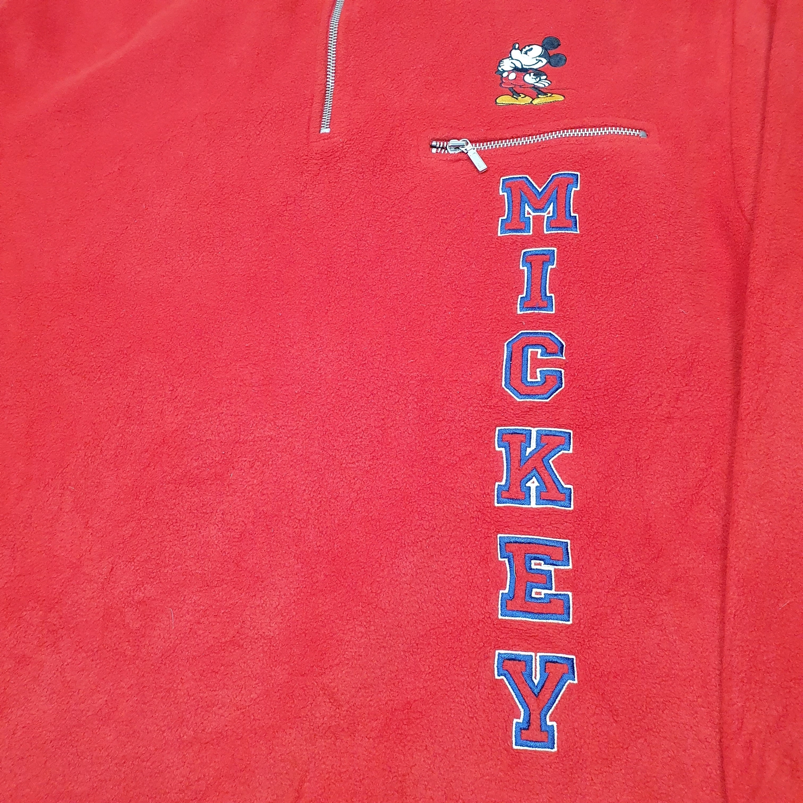 DISNEY 1/4 Quarter Zip Mickey Mouse Spellout Fleece Jumper Mens XL image 4