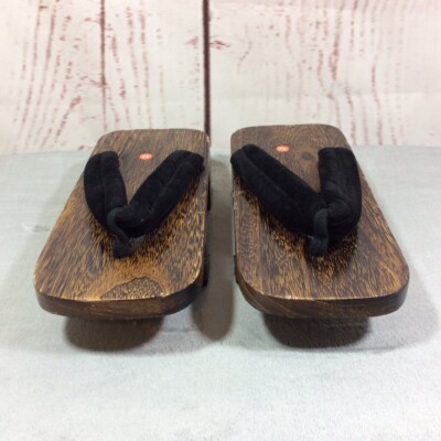 Japanese Traditional Wooden Geta Zori Sandals Clogs Black 