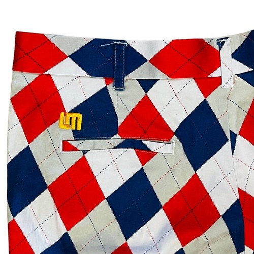 Loudmouth Golf Shorts Mens 34 Red White Blue Argyle Stretch Outdoor - Imagen 4 de 7