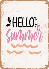 METAL SIGN - Hello Summer - 3 - Vintage Rusty Look