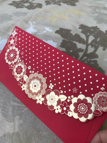 Hochzeit Party Einladung Glücksgeld Umschlag lasergeschnittene Spitze metallic bedruckt - Bild 33 von 34