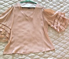Chelsea28 Pale Pink Bell Sleeve Blouse Size L, NWOT
