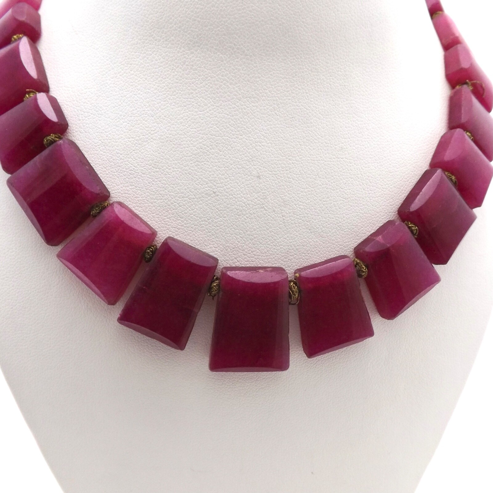 Silver Toggle Strung Indian Ruby Graduated Neckla… - image 1