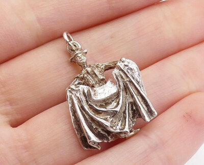 925 Sterling Silver  Vintage Petite Sculpted Bull Rider Drop Pendant  PT5150