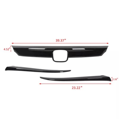 ABS Glossy Black Lip Front Grille Cover Moulding Trim For Honda Accord 2018-2020