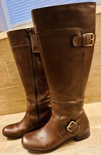 Nine West Vintage America Vasookie Brown Side Zip Buckle Riding Boots 7 M