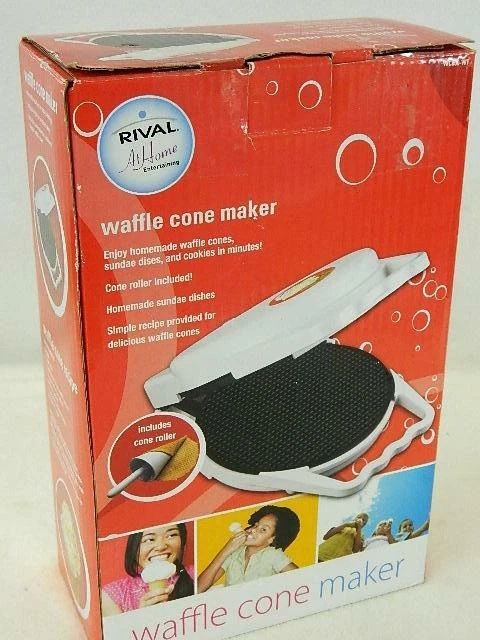 Rival Waffle Cone Maker Model WC800-WT White w/ Cone Roller NEW-IN-BOX