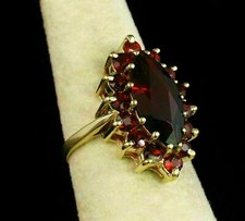3.50Ct Marquise Cut Lab created Red Garnet Ring  14K Yellow Gold Plated