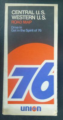1970 Central & Western United States road map Union 76 oil gas
