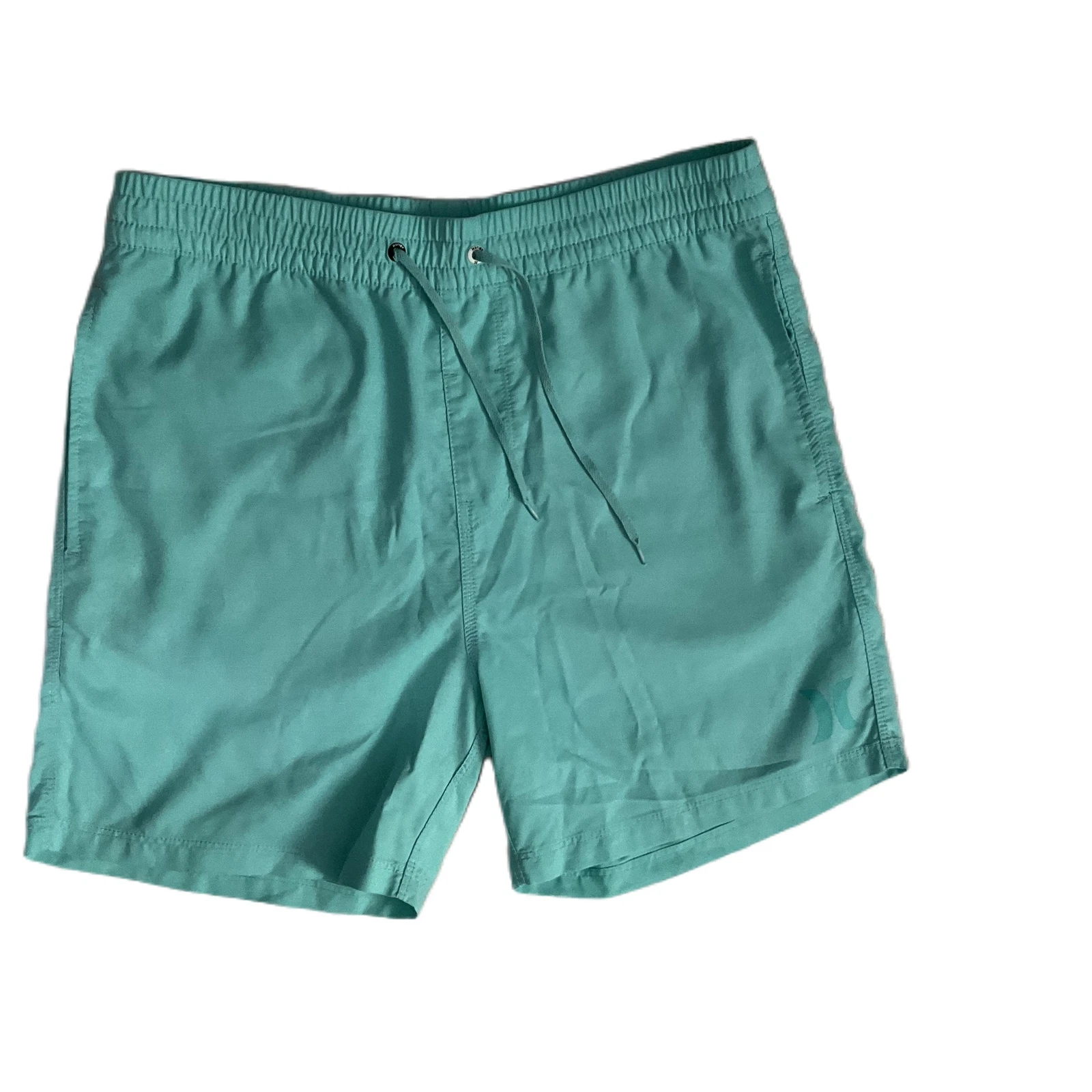 Hurley Aqua Teal Pull On Elastic Waist Drawstring Mens Shorts Medium