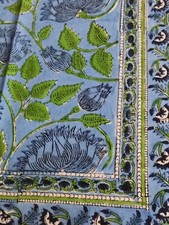 Rectangle Floral Table Cloth, Block Print table cover, Housewarming