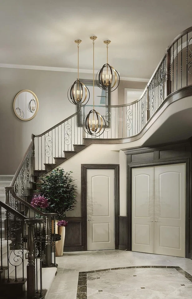 Minka-Lavery 4624-099 Lámpara de araña de latón con hierro texturizado para comer vestíbulo Foto 2 de 2