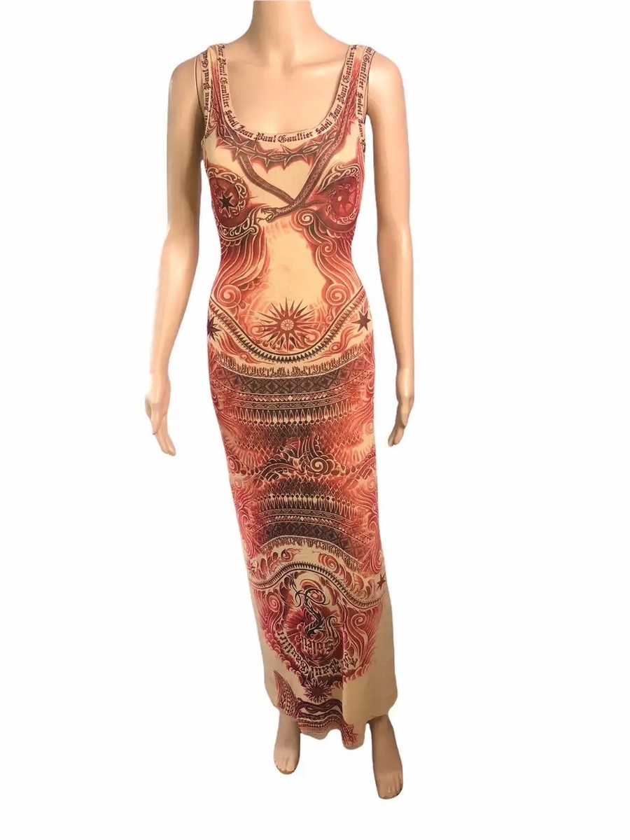 Jean Paul Gaultier Soleil Vintage Tattoo Bodycon Mesh Bolero Dress