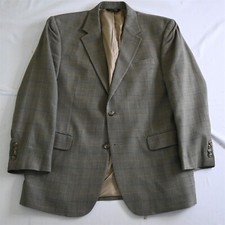 Jos A Bank 44R Green Windowpane Check Silk Wool Blazer Jacket Sport Coat