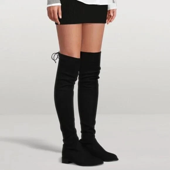 Stuart Weitzman x Russell & Bromley Black Lowland Suede Thigh High Flat Boots 5