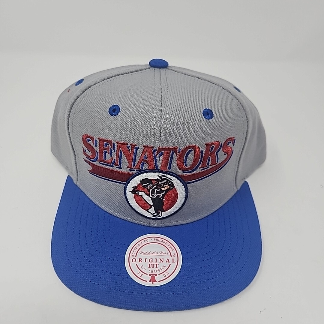 Washington Senators MLB Mitchell And Ness Snapback Hat Gray-blue