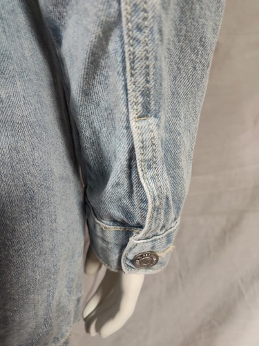 Forever 21 small blue denim button down jacket 100% cotton pockets long sleeve - Picture 9 of 13