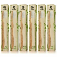 Organic Biodegradable Bamboo Toothbrushes Wooden BPA Free Soft Bristles 6 Pack