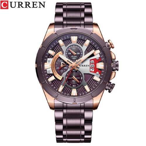 CURREN Orologi Uomo Acciaio Inox Orologio da Polso Cronografo Uomo Orologio Luminoso - Foto 21 di 34