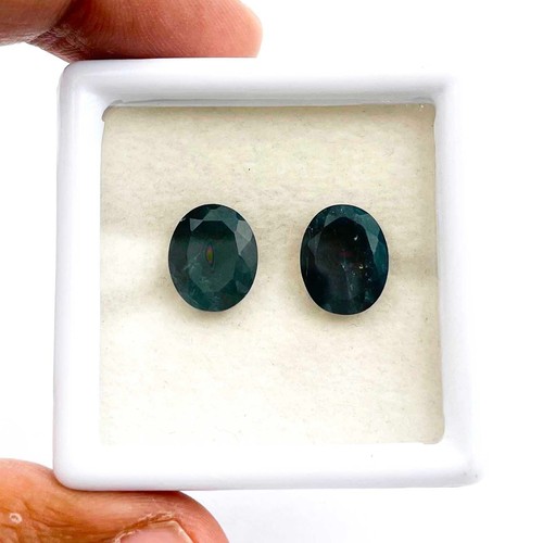 Natural Teal Grandidierite Oval Cut Loose Gemstone 2 Pcs 7*9 MM 2 CT - Picture 5 of 5