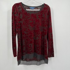 Simply Vera Vera Wang Womens Whimsigoth Burn Out Velvet Top Size L Vamp Baroque
