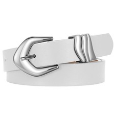 Leather Belt Fashion Skinny Waist Belt for Jeans Pants Dress with Gold Buckle...