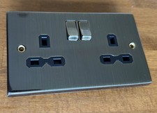 Knightsbridge Double Socket 13A 2G DP Switched Raised Edge Brushed Chrome