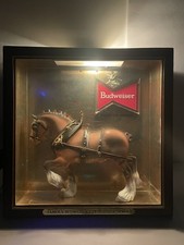 VINTAGE 1960's BUDWEISER CLYDESDALE HORSE SHADOW BOX ADVERTISING SIGN 3-D