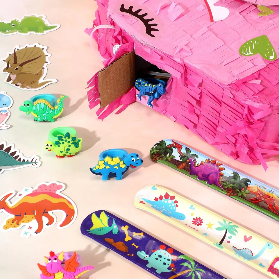 141 Piezas Piñata de Dinosaurio para Fiesta, Juego de Piñata de Dino con Venda y Bastón,... Foto 3 de 4