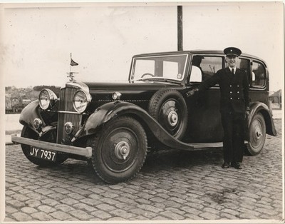 Alvis Schopfadler 30er Jahre. Lord Mayor of Plymouth Auto & Fahrer Lge. Glanzfoto