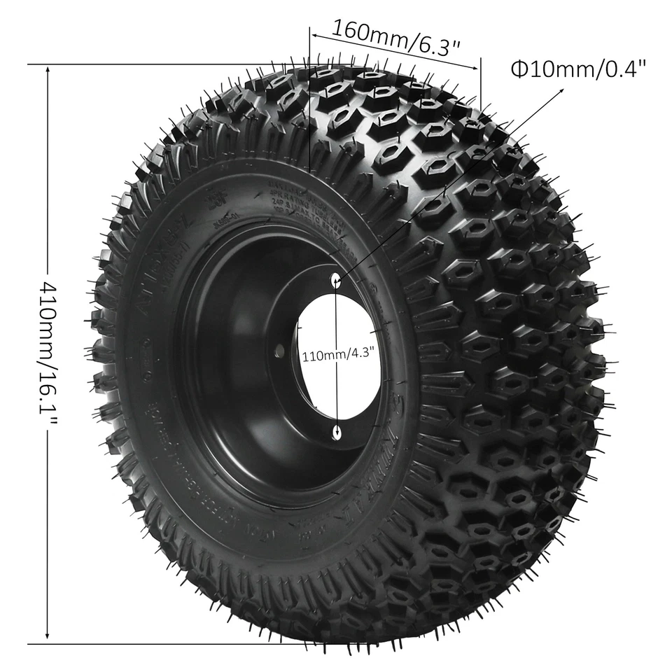 4pc 16x8x7 16x8-7 Tire Wheel 4 Lug 110mm for Go Kart ATV Quad Taotao 110cc 125cc - Image 2 of 4