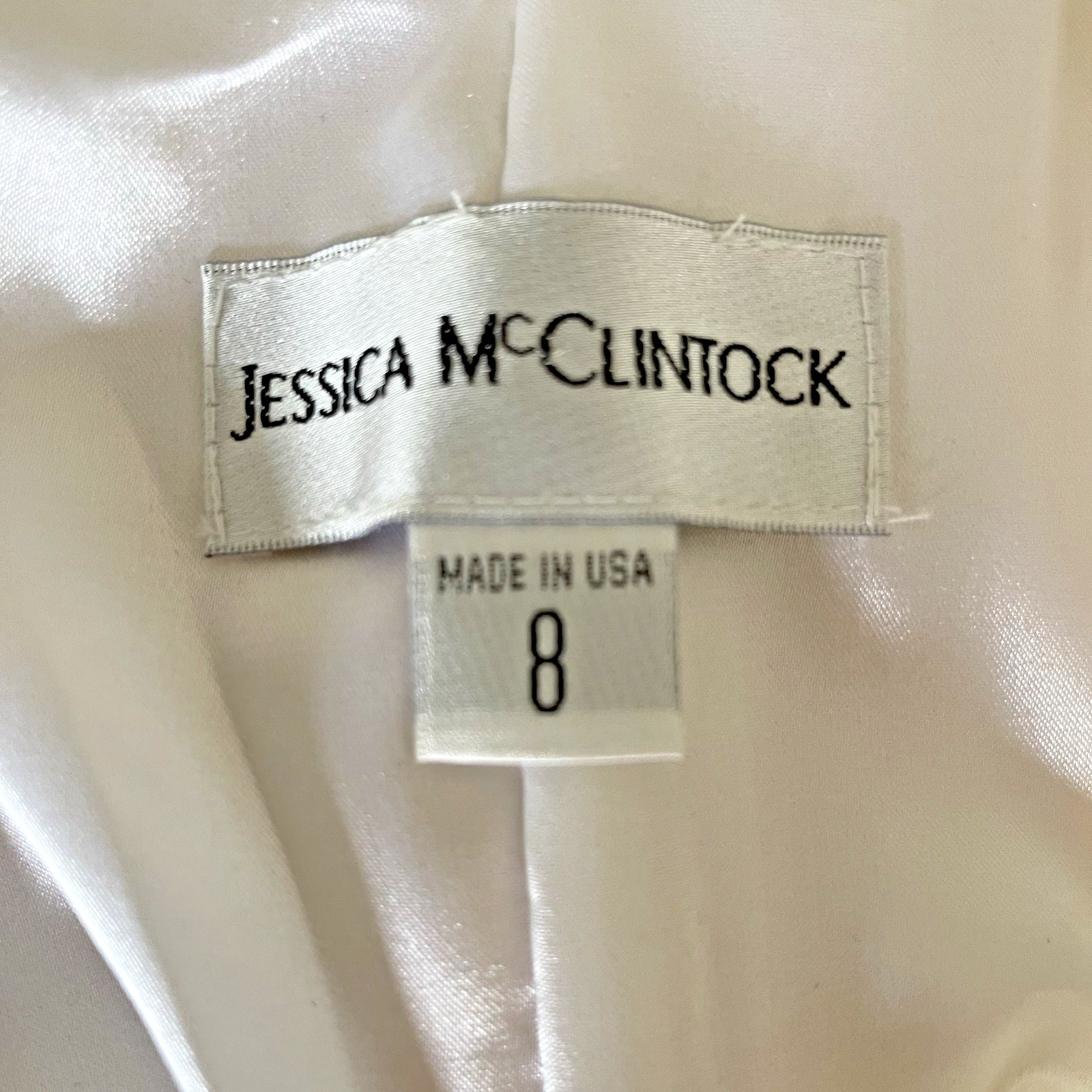 NWT Vintage 90s Jessica McClintock White Cocktail Dress Strapless Bridal Size 8