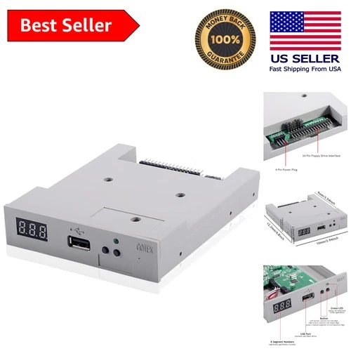 Gray USB SSD Floppy Emulator - Versatile 3.5 Inch Design, 1.44MB Storage
