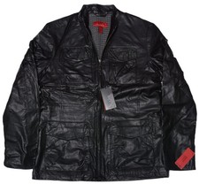 Alfani Men Small Faux Leather Jacket Luxury Lined Slim Fit Streetwear Black 149