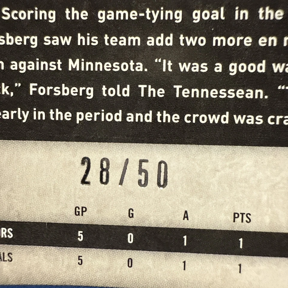 2013-14 Filip Forsberg /50 Rookie Blue Totally Certified RC Predators - Image 3 of 3