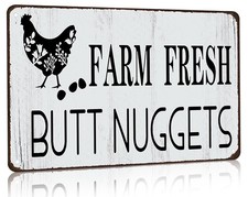 Funny Chicken Gifts Chicken Farm Fresh Butt Nuggets Tin Sign for Home Farm Ch...