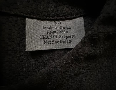 Chanel Employee Uniform Black Short Sleeve Textured Top Size Extra