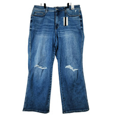 Judy Blue High Waist Tummy Control Distressed Straight Leg Jeans Womens 22W
