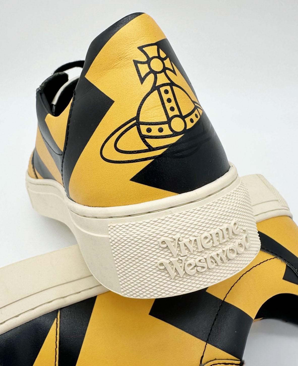 VIVIENNE WESTWOOD BLACK & YELLOW LEATHER TRAINERS SHOES BNWB RARE UK10 EU44 US11 image 5