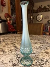 Fenton Pale Sky Blue Opalescent Hobnail Swung Bud Vase 10.50” Beautiful