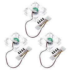3 x Clear Computer Case Fan 1800RPM 80mm 4 Pin Green 4 LED 12V with 12 Screws