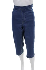 French Dressing Jeans Womens Elastic Waistband Denim Capri Pants Blue Size 18