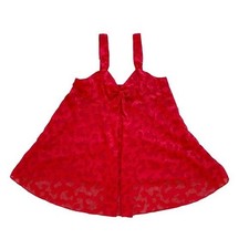 VICTORIA'S SECRET Gold Label Babydoll Slip Lingerie Dress, Red Large Vtg