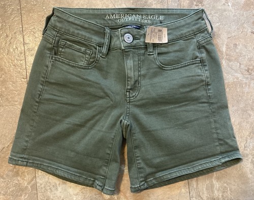 American Eagle Outfitters Olive Green Midi Shorts Juniors Size 0 ~ NWT