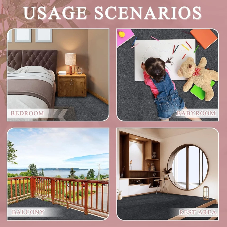 20-100X Teppichfliesen Selbstklebend 30x30cm Filzfliesen Teppichboden Bodenbelag - Bild 2 von 4