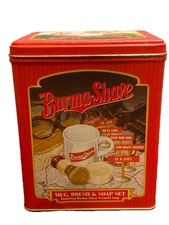 VINTAGE BURMA SHAVE Tin Box With Mug And Brush For Shaving